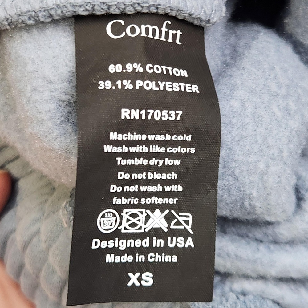 Comfrt Sweatpants Womens XS Blue Fleece Jogger Elastic Waist Pockets Stretch - Picture 6 of 12